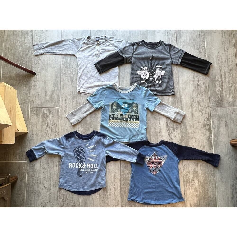 Baby Gap Set Lot of 5 Toddler Boys Long Sleeve Casual Everyday Shirts Tops 3T